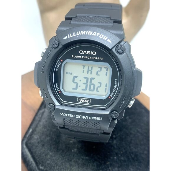 Casio Men's Watch W219H Illuminator Quartz Digital 42mm Black Resin Sport 3224 - Picture 1 of 14